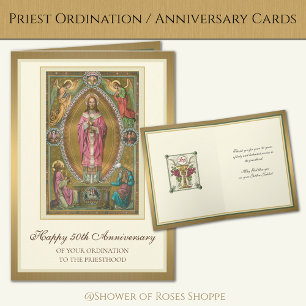 Carte Ordinations élégantes du 50e anniversaire Prêtre J
