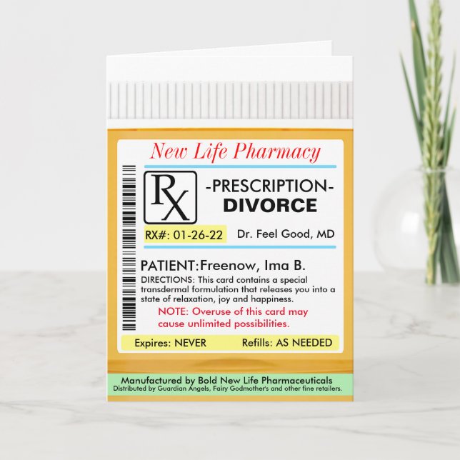 Carte Ordonnance RX pour le divorce (Devant)