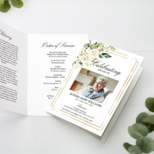 Carte Ordre des funérailles Floral Memorial Program