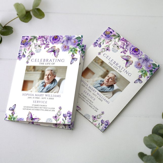 Carte Ordre des funérailles | Floral Memorial Program (Créateur téléchargé)