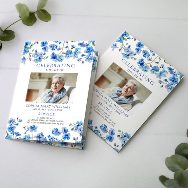 Carte Ordre des funérailles | Floral Memorial Program (Créateur téléchargé)