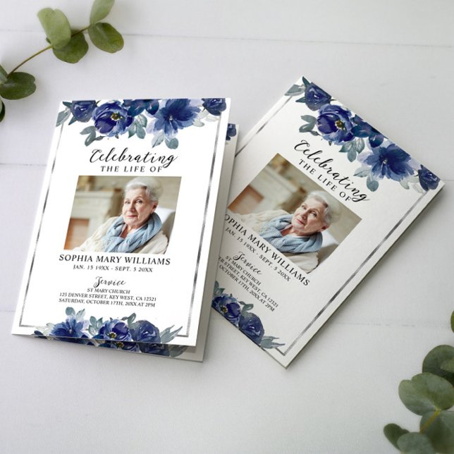 Carte Ordre des funérailles | Floral Memorial Program (Créateur téléchargé)