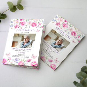 Carte Ordre des funérailles   Floral Memorial Program