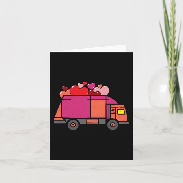 Carte Ordures Coeurs Camions Enfants Garçons Valentines  (Devant)