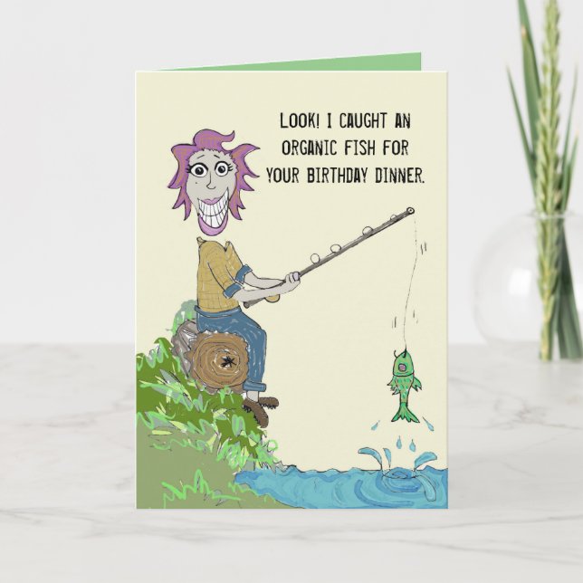 Carte Organic Fish Dinner Birthday Card (Devant)