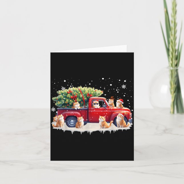 Carte Oriental Cat Red Truck Christmas Tree Santa Ugly X (Devant)