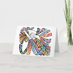 Carte Origami Crane Papier japonais Joyeux anniversaire