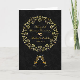 Carte Ornate Gold sur Black 50e anniversaire Mariage