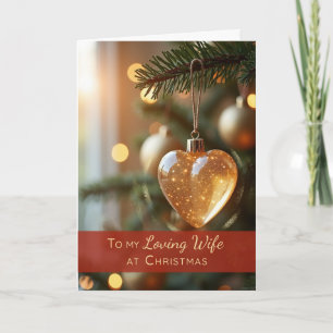 Carte Ornement de cœur d'amour romantique de Noël pour f