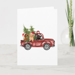 Carte Ornement de Noël de Dachshund sur voiture Ornement