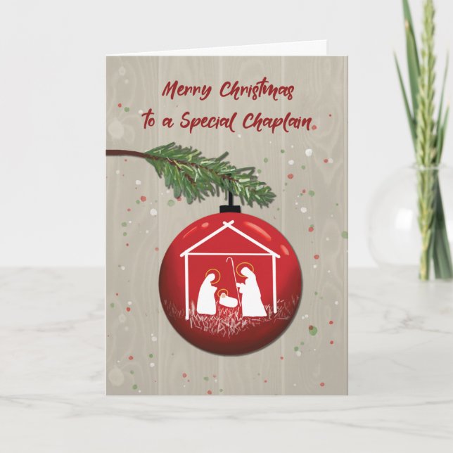 Carte Ornement de Noël de l'aumônier avec le mentor (Devant)