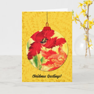Carte Ornement de Noël floral de style vintage Art Jaune