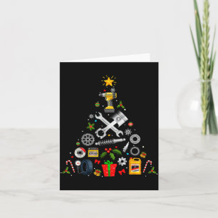 Carte Ornement de Noël Mécanicien Arbre Dans Garage Méca