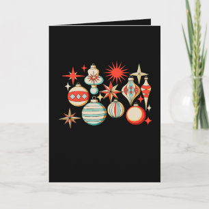 Carte Ornement de Noël Moderne Rétro Joyeux et Lumineux