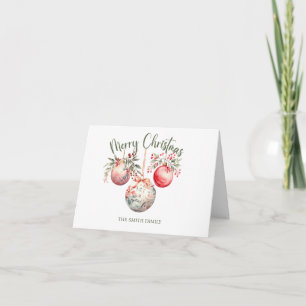 CARTE ORNEMENT DE NOËL VINTAGE ROSE
