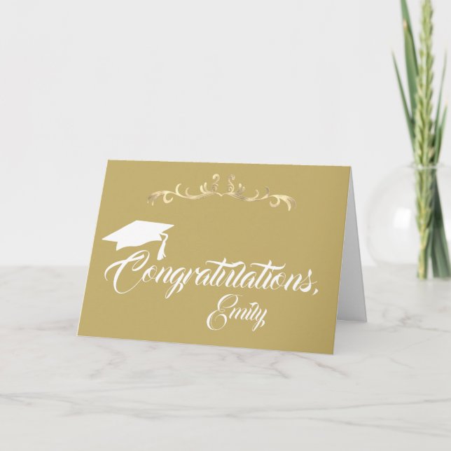 Carte Ornement Doré Élégant Félicitations Diplôme (Devant)
