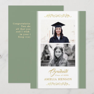 Carte Ornement Doré Élégant Graduation 2 Photo 