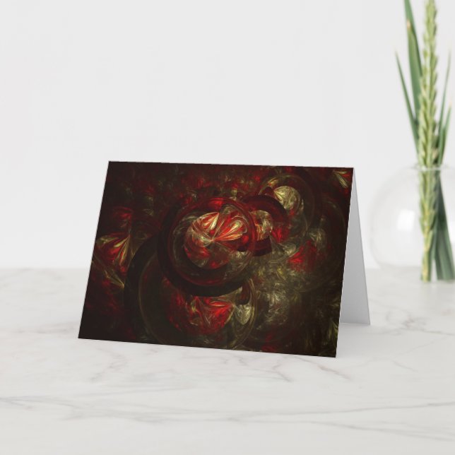 Carte Ornement fractal rouge et or (Devant)