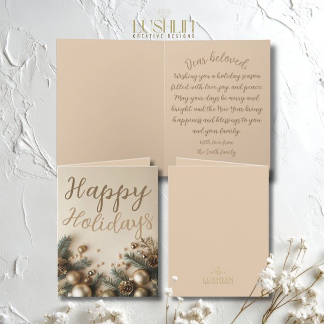 Carte Ornement Or Vacances de Noël (Créateur téléchargé)