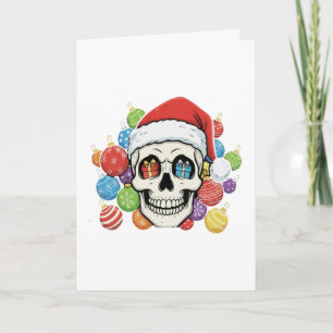 Carte Ornements de Noël gothiques crâne de Père Noël drô