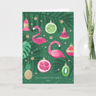 Carte Ornements de Noël tropicaux Photo personnalisée pl