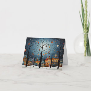 Carte Ornements d'hiver Skandinavian Folk Art Noël