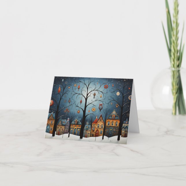 Carte Ornements d'hiver Skandinavian Folk Art Noël (Devant)