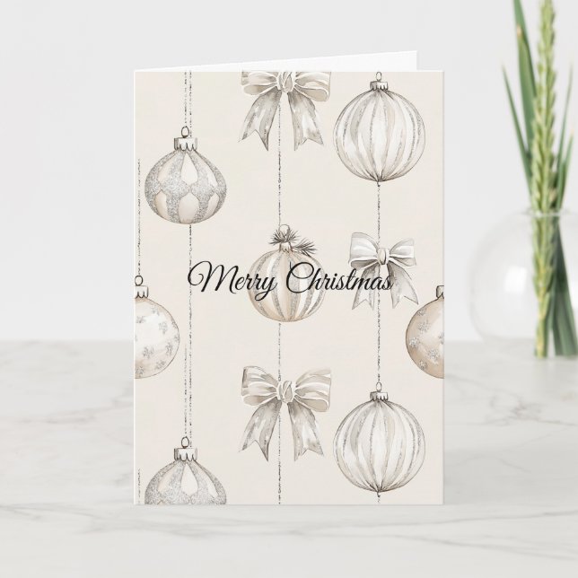 Carte Ornements Flocons de Neige Crème Rustique Noël (Devant)