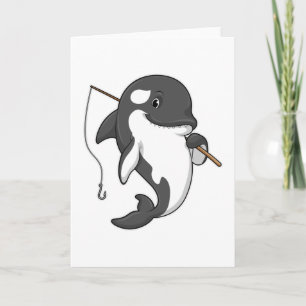 Carte Orque en pêcheur avec canne à pêche