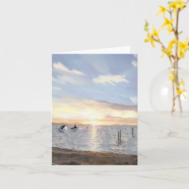 Carte Orques au coucher du soleil (vierge à l'intérieur) (Fleur jaune)