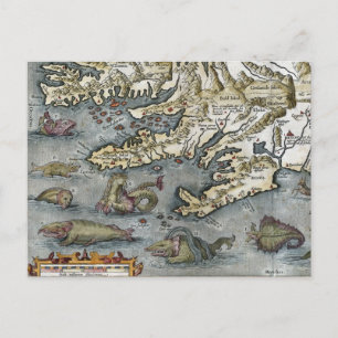 Carte Ortelius Monstres de mer Cartes postales