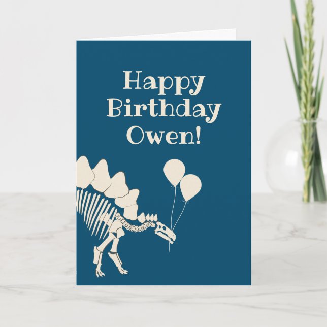 Carte Os De Dinosaure Avec Ballons Anniversaire (Devant)