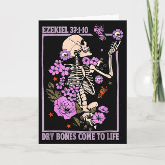 Carte Os sec s'animent Squelette Floral Chrétien Ha