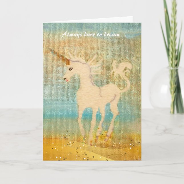 Carte Osez rêver heureux Anniversaire Unicorn (Devant)
