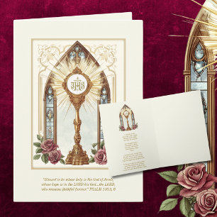 Carte Ostensorium d'or de l'hostie eucharistique catholi