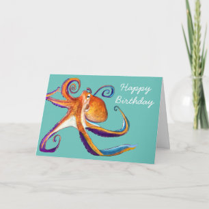 Carte Otopus vie marine aquarelle art