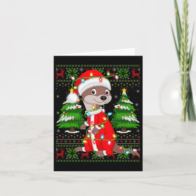 Carte Otter Christmas Lights Santa Costume Ugly Xmas Swe (Devant)