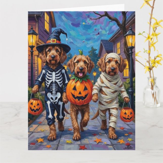 Carte Otterhound Trick-or-Treating en costumes d'Hallowe (Fleur jaune)