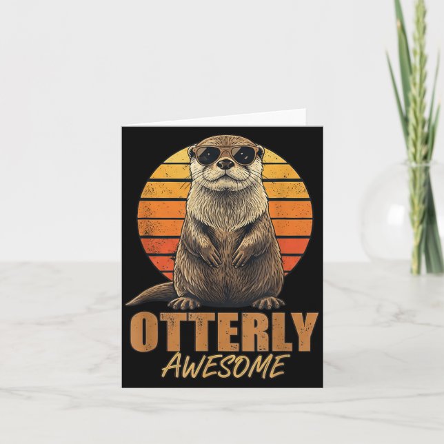 Carte Otterly Awesome Retro Sunset Sea Otter Lover Graph (Devant)