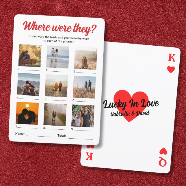 Carte Où étaient-ils jeu de devinette de couples pour do (Where Were They Photo Guessing Couples Shower Game Card)