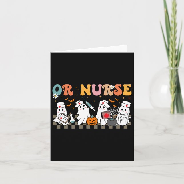 Carte Ou Infirmière Éffrayant Fantôme Halloween mignonne (Devant)
