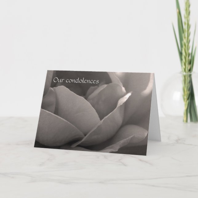 Carte Our Condolences - rose card in b&w (Devant)