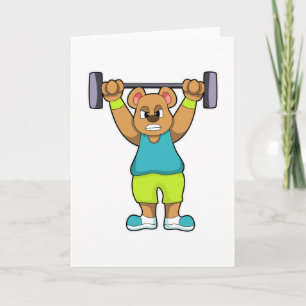 Carte Ours à la musculation avec haltère