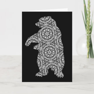 Carte Ours animal blanc noir Art géométrique