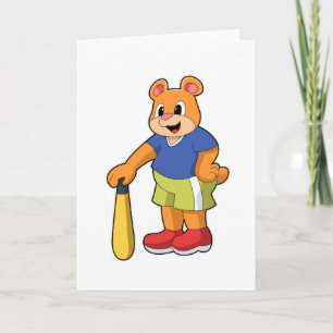 Carte Ours au baseball avec une batte de baseball