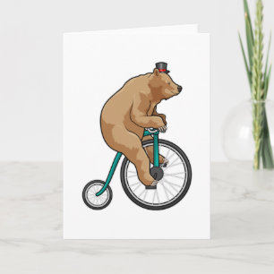 Carte Ours au cirque avec bicyclette