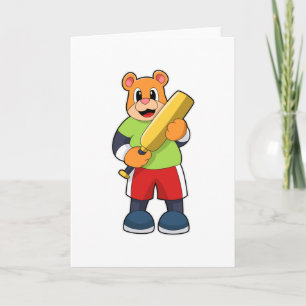 Carte Ours au cricket avec batte de cricket