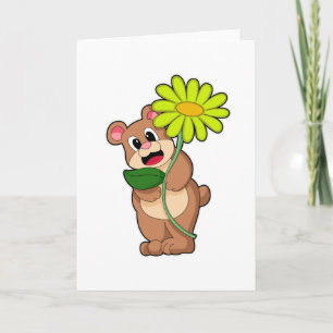 Carte Ours avec fleur jaune
