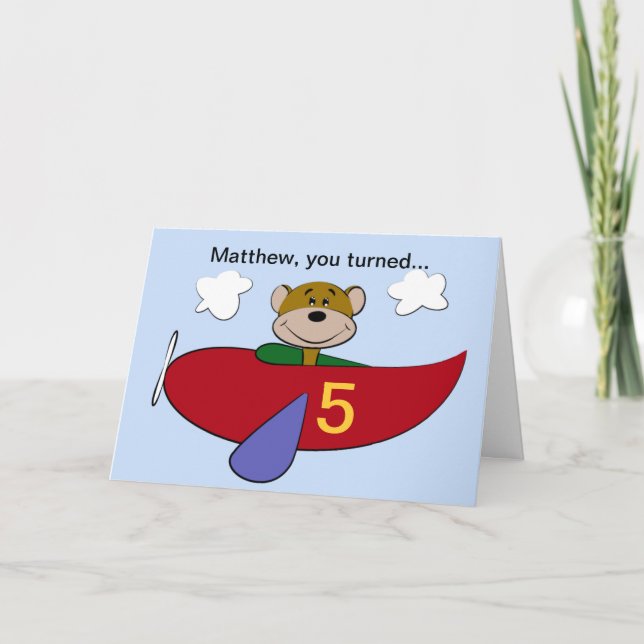 Carte Ours Avion Anniversaire (Devant)