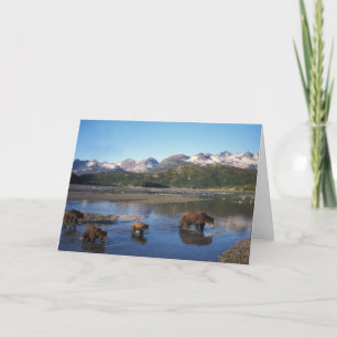 Carte ours Brown, grizzli, truie et oursons